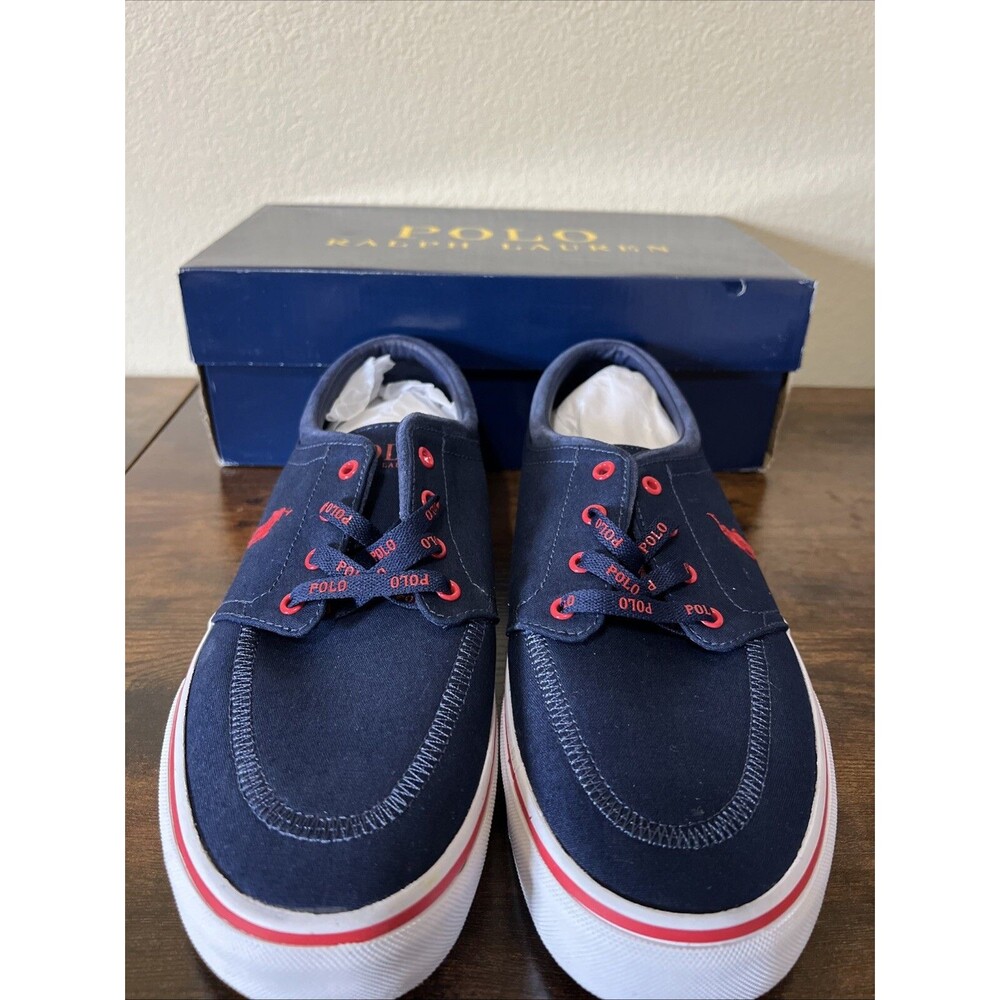 Polo Ralph Lauren Faxon X Men’s Canvas Sneakers Navy/ Red Sz 11.5 816841214003